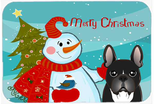 Picture of Carolines Treasures BB1847LCB Snowman With French Bulldog Glass Cutting Board- Large