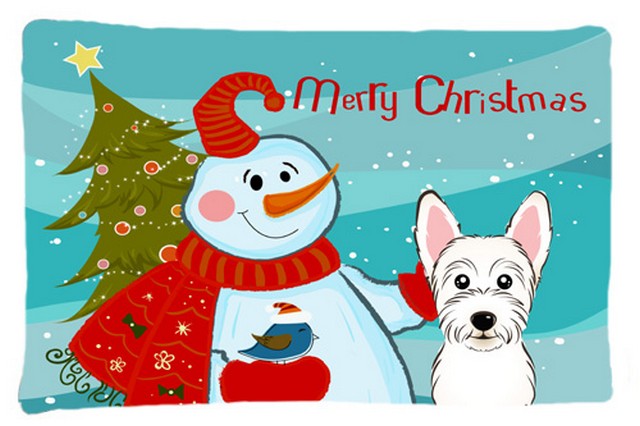 Snowman With Westie Fabric Standard Pillowcase