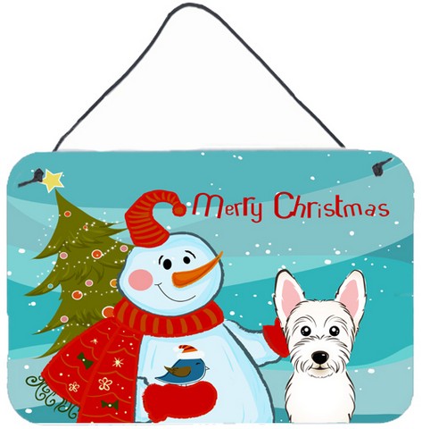 Snowman With Westie Wall and Door Hanging Prints