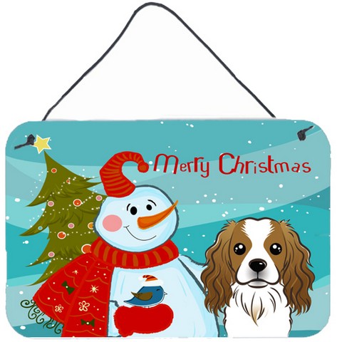 Snowman With Cavalier Spaniel Wall and Door Hanging Prints
