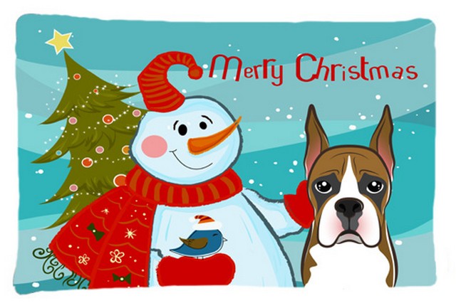 Snowman With Boxer Fabric Standard Pillowcase