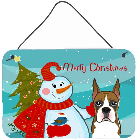 Snowman With Boxer Wall and Door Hanging Prints