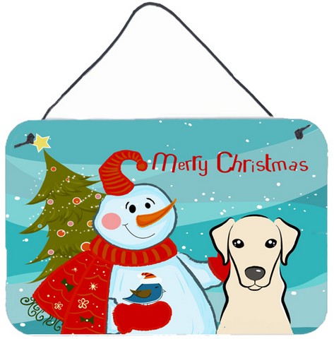 Snowman With Yellow Labrador Wall and Door Hanging Prints