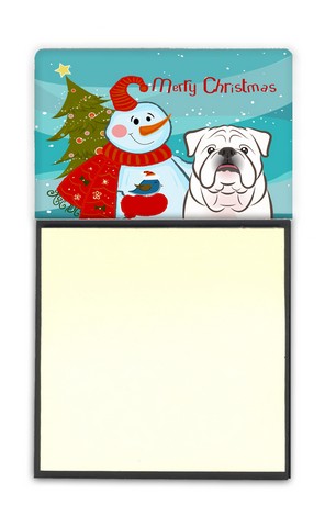 BB1840SN Snowman With White English Bulldog Sticky Note Holder