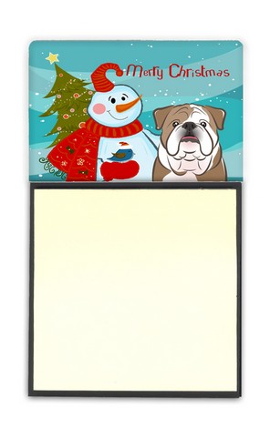 BB1839SN Snowman With English Bulldog Sticky Note Holder
