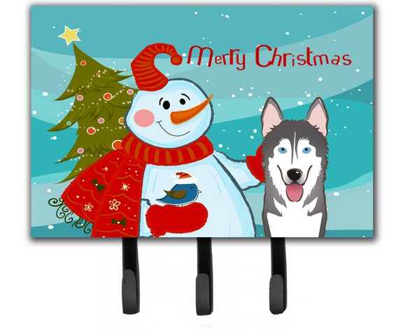 BB1838TH68 Snowman With Alaskan Malamute Leash & Key Holder