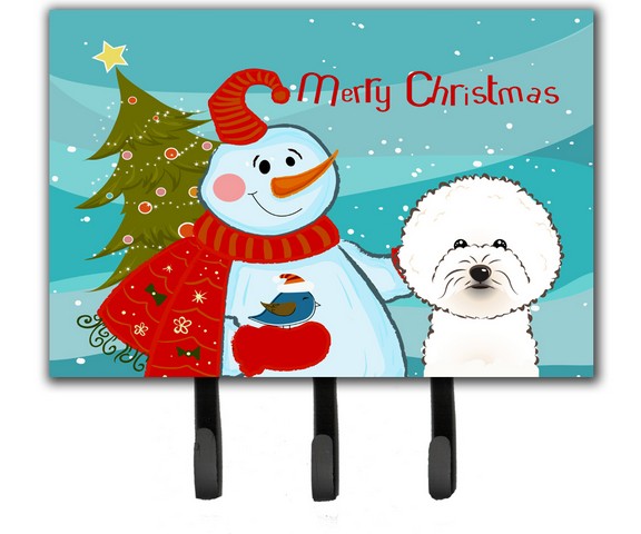 BB1837TH68 Snowman With Bichon Frise Leash & Key Holder