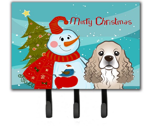 BB1836TH68 Snowman With Cocker Spaniel Leash & Key Holder