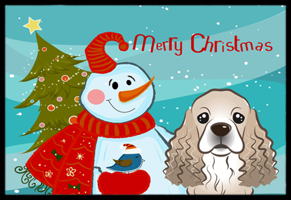 Snowman With Cocker Spaniel Indoor & Outdoor Mat- 24 x 36 in.