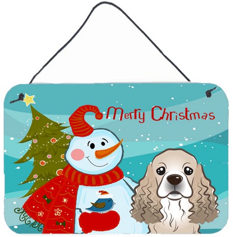 Snowman With Cocker Spaniel Wall and Door Hanging Prints