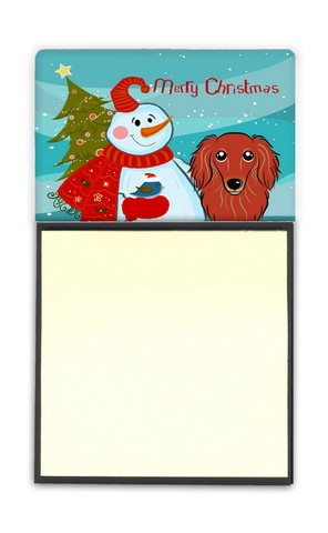 BB1834SN Snowman With Longhair Red Dachshund Sticky Note Holder