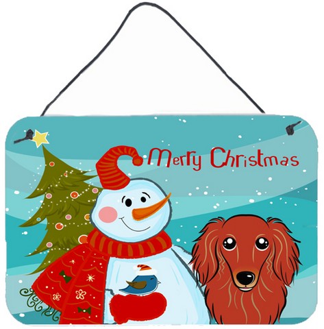 BB1834DS812 Snowman With Longhair Red Dachshund Wall and Door Hanging Prints