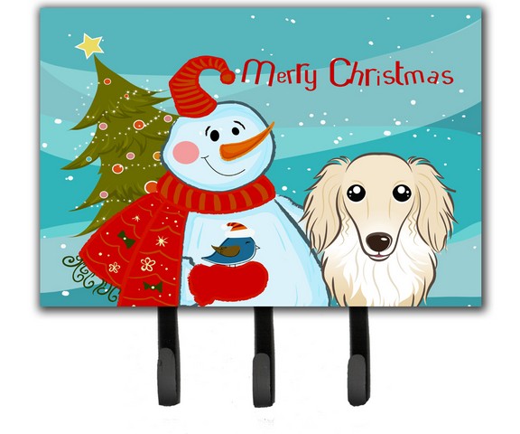 BB1832TH68 Snowman With Longhair Creme Dachshund Leash & Key Holder