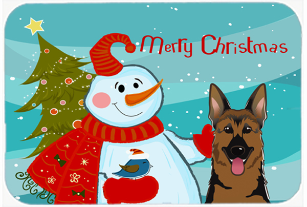 BB1831MP Snowman With German Shepherd Mouse Pad- Hot Pad & Trivet