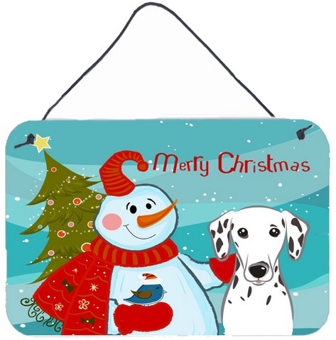 Snowman With Dalmatian Wall and Door Hanging Prints