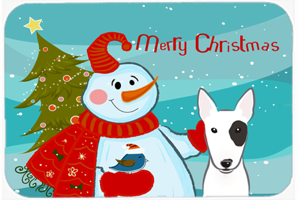 Picture of Carolines Treasures BB1829LCB Snowman With Bull Terrier Glass Cutting Board- Large