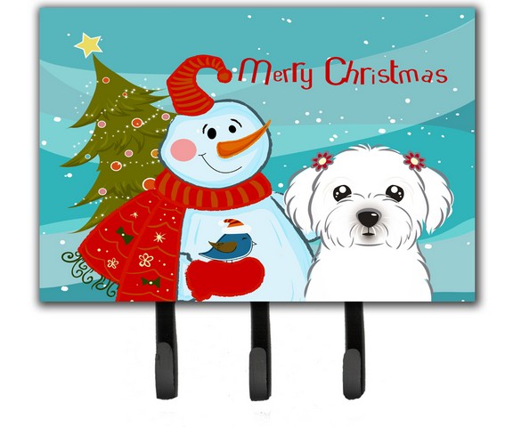 BB1828TH68 Snowman With Maltese Leash & Key Holder