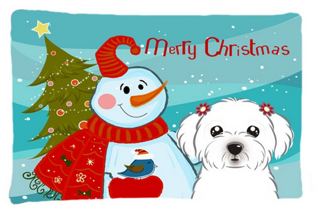 Snowman With Maltese Fabric Standard Pillowcase