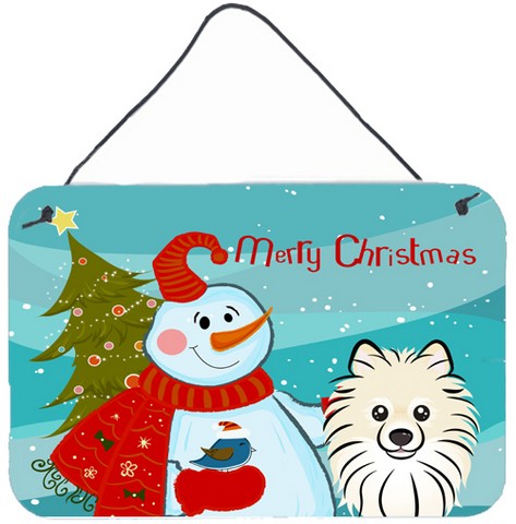 Snowman With Pomeranian Wall and Door Hanging Prints