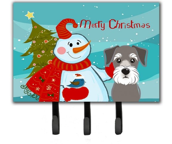 Snowman With Schnauzer Leash & Key Holder