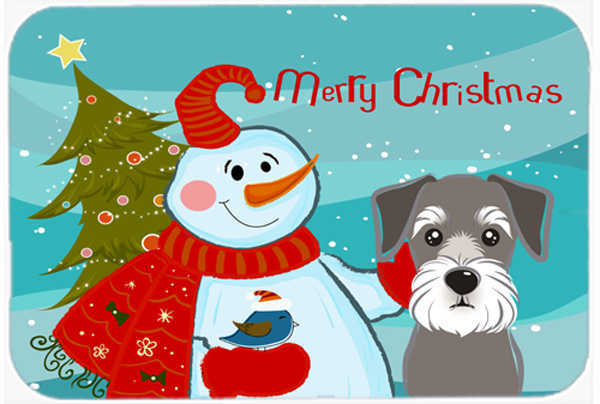 BB1826MP Snowman With Schnauzer Mouse Pad- Hot Pad & Trivet