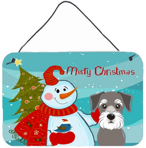 Snowman With Schnauzer Wall and Door Hanging Prints