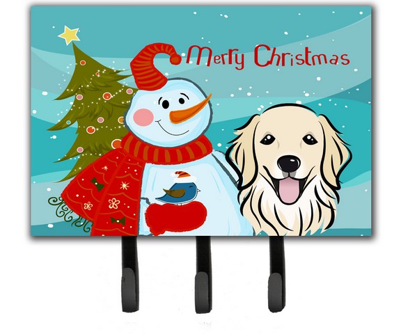 BB1825TH68 Snowman With Golden Retriever Leash & Key Holder
