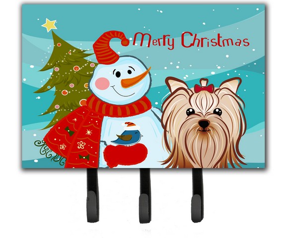 BB1824TH68 Snowman With Yorkie Yorkishire Terrier Leash & Key Holder