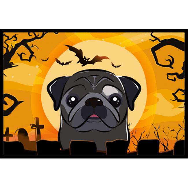 Carolines Treasures BB1821MAT Halloween Black Pug Indoor & Outdoor Mat- 18 x ...