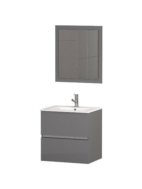 Ikaro 24 Inch Inch Gray Modern Bathroom Vanity Wall Mount with White Integrated Porcelain Sink
