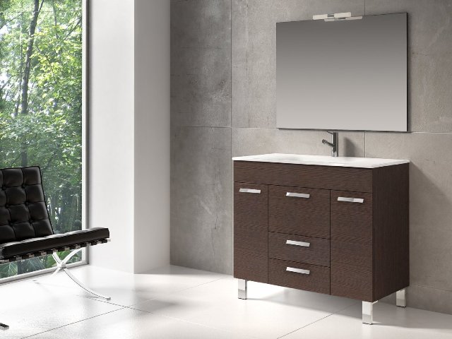 Eviva Venus 36 Inch Wenge Modern Bathroom Vanity Wall Mount with White Integrated Porcelain Sink