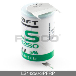Compatible with  Saft LS14250-3PFRP 1-2 AA Lithium Cell With PC Pins - 3.6V  1100mAh
