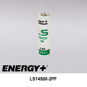 Compatible with Saft LS14500-2PF AA Lithium Cell With PC Pins - 3.6V 2600mAh