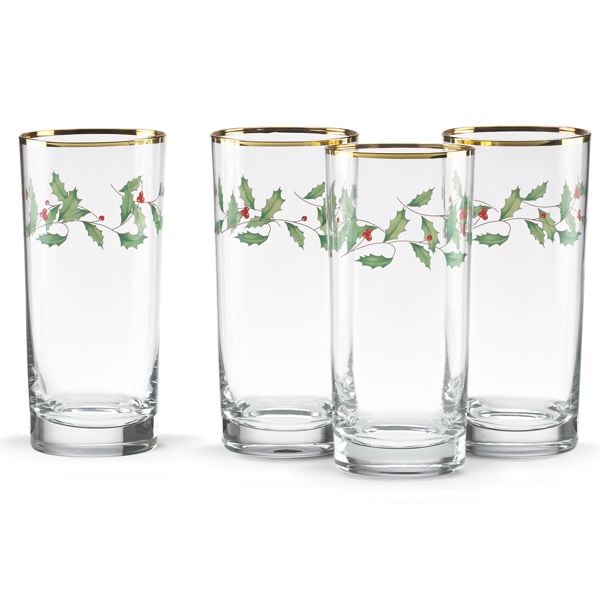 4 Piece Holiday Highball Glass Set