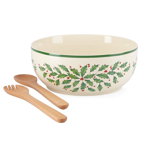 Picture of Lenox 853767 Holiday Dinnerware Salad Bowl With Wood Servers