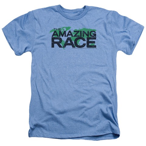 Amazing Race-Race World - Adult Heather Tee - Light Blue- Medium