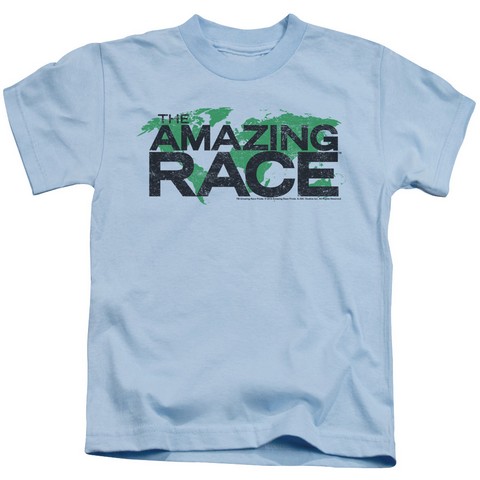 Amazing Race-Race World - Short Sleeve Juvenile 18-1 Tee - Light Blue- Medium 5-6