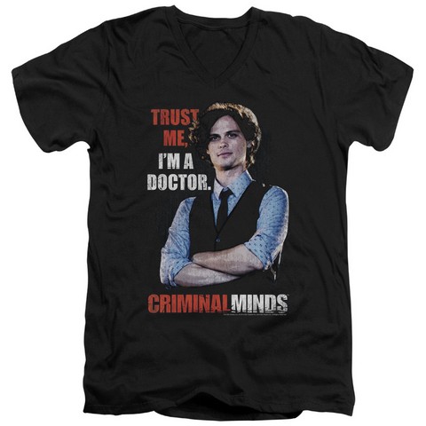 Criminal Minds-Trust Me - Short Sleeve Adult 30-1 V-Neck Tee - Black- Extra Large