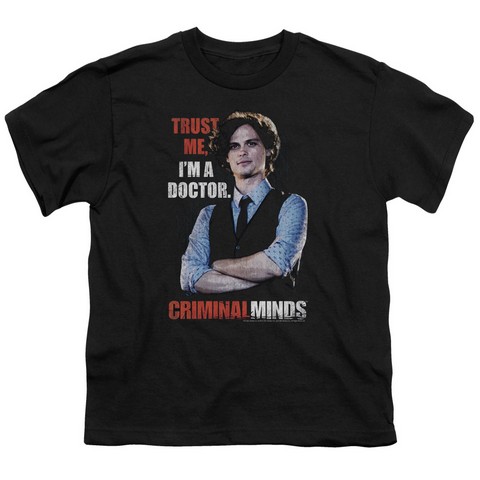Criminal Minds-Trust Me - Short Sleeve Youth 18-1 Tee - Black- Medium