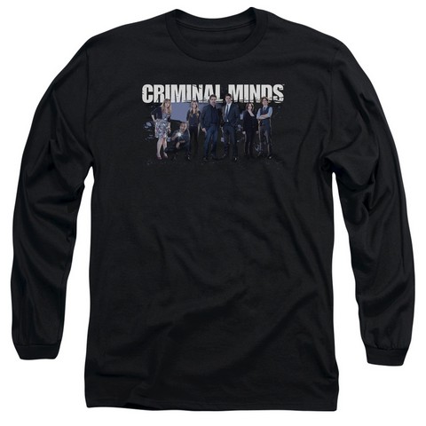 Criminal Minds-Season 10 Cast - Long Sleeve Adult 18-1 Tee - Black- Medium