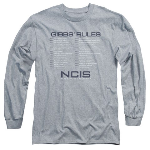 Ncis-Gibbs Rules - Long Sleeve Adult 18-1 Tee - Athletic Heather- Small