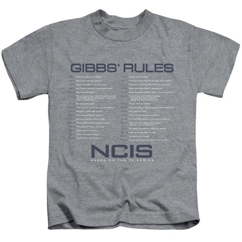 Ncis-Gibbs Rules - Short Sleeve Juvenile 18-1 Tee - Athletic Heather- Small 4