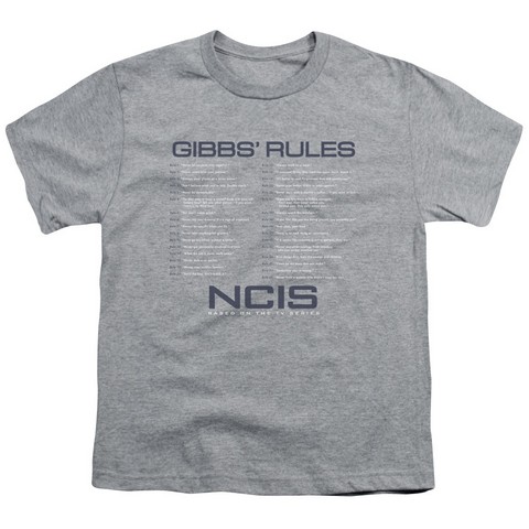 Ncis-Gibbs Rules - Short Sleeve Youth 18-1 Tee - Athletic Heather- Extra Large