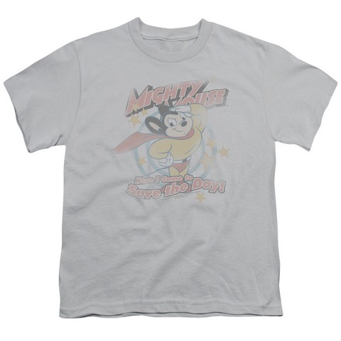 Mighty Mouse-At Your Service - Short Sleeve Youth 18-1 Tee - Silver- Extra Large