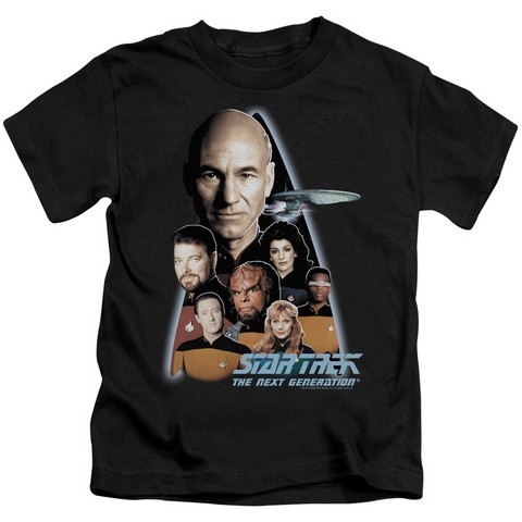 Star Trek-The Next Generation - Short Sleeve Juvenile 18-1 Tee - Black- Medium 5-6