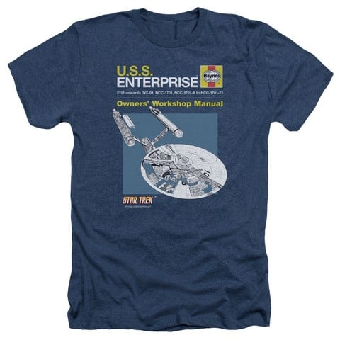 Star Trek-Enterprise Manual - Adult Heather Tee - Navy- Medium -  Trevco, CBS1625-HA-2