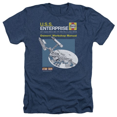 Star Trek-Enterprise Manual - Adult Heather Tee - Navy- Large
