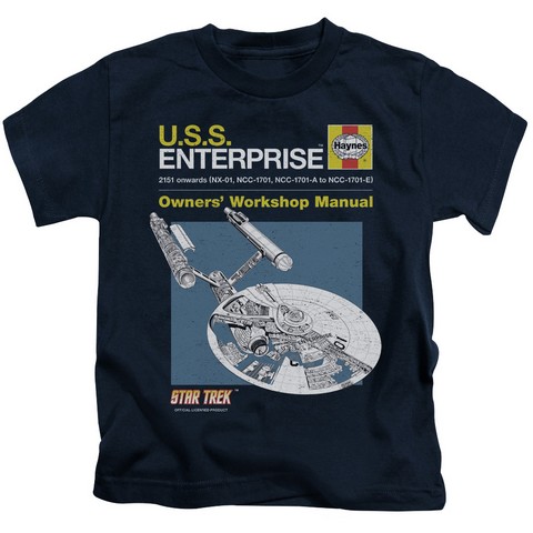 Star Trek-Enterprise Manual - Short Sleeve Juvenile 18-1 Tee - Navy- Medium 5-6