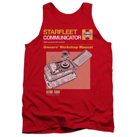 Star Trek-Comm Manual - Adult Tank Top - Red- Extra Large