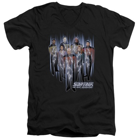 Star Trek-Beam Us Up - Short Sleeve Adult 30-1 V-Neck Tee - Black- Large